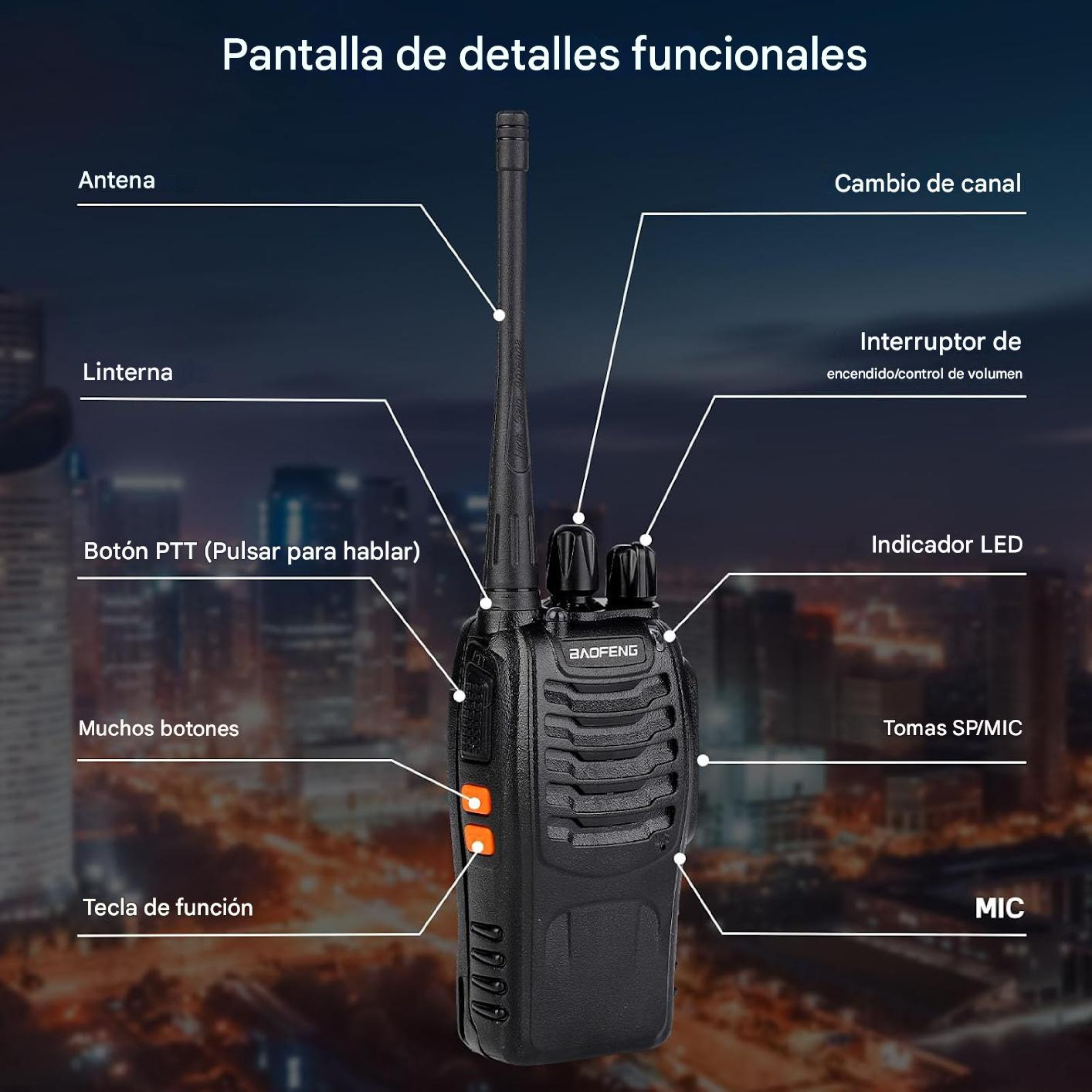 Pack X 2 Radios Transmisor Walkie Talkie Baofeng 888s