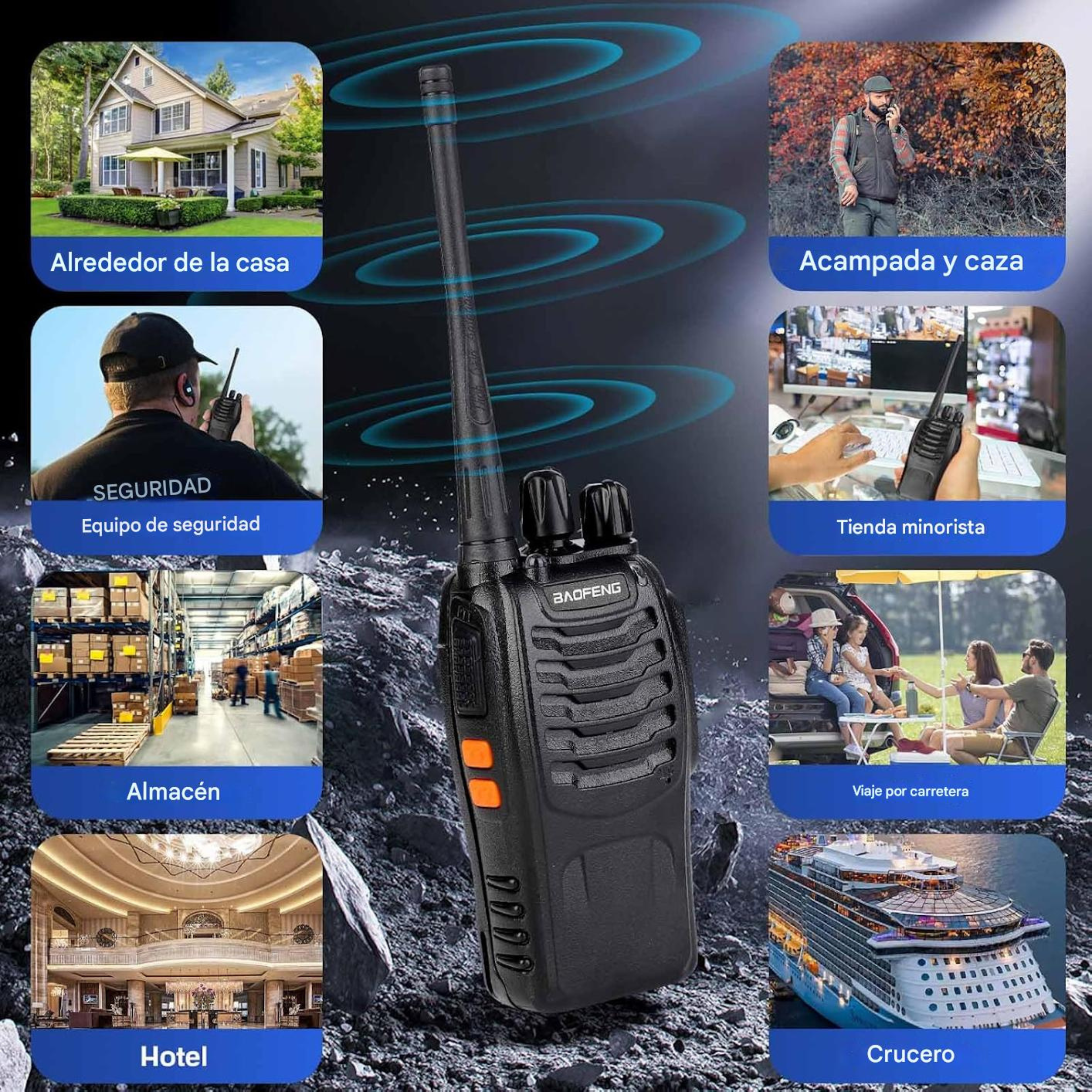Pack X 2 Radios Transmisor Walkie Talkie Baofeng 888s