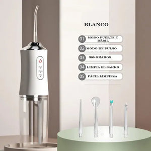 Irrigador Bucal Limpiador Dental Portátil 130psi + Boquillas