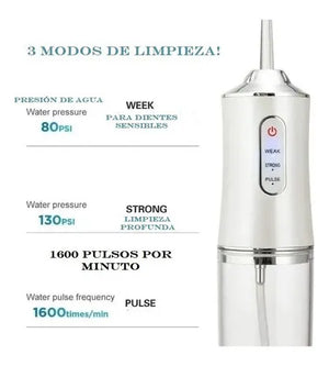 Irrigador Bucal Limpiador Dental Portátil 130psi + Boquillas